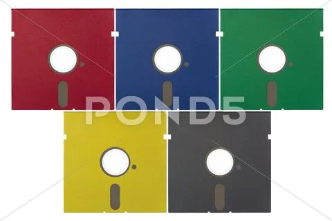 Floppy Diskettes In Various Colors Stock Photo