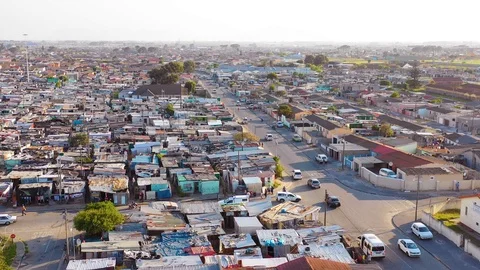 Aerial Over Townships Of South Africa W Stock Video Pond