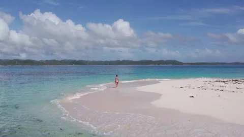 Aerial Paradise Naked Island Siargao P Stock Video Pond