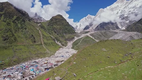 An Aerial View Of The Kedarnath Temple A Stock Video Pond