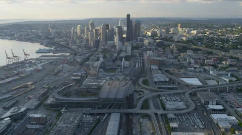 Aerial View Safeco Field Centurylink Ba Stock Video Pond