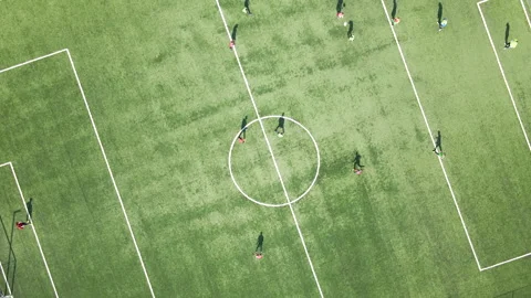 Aerial View Of Soccer Players Playing Fo Stock Video Pond5