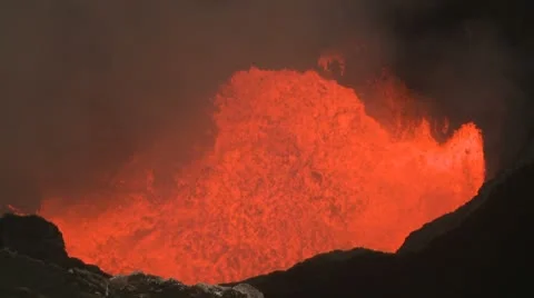 Amazing Volcano Eruption Boiling Lava La Stock Video Pond