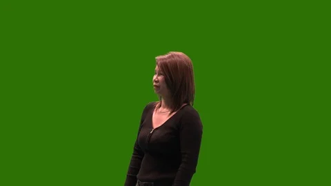 Asian Female Model On Green Screen Wavin Stock Video Pond