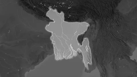 Bangladesh Map Extract Glow Grayscal Stock Video Pond