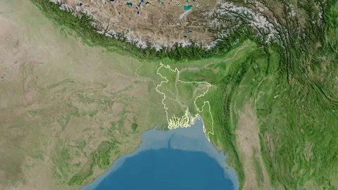 Bangladesh Map Glide Border Satellit Stock Video Pond5