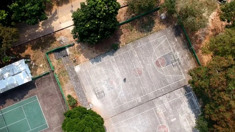 Basketball Court Aerial Shot Top Down Wi Stock Video Pond5