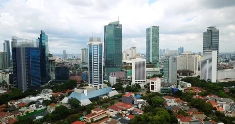 Beautiful Aerial City View In Jakarta To Stock Video Pond