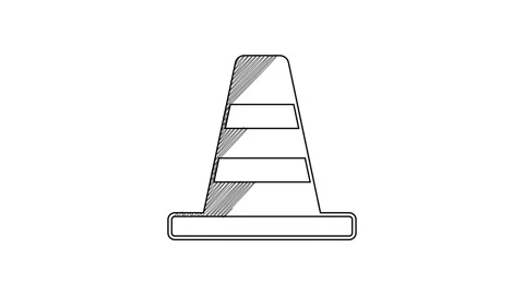 Black Line Traffic Cone Icon Isolated On Stock Video Pond