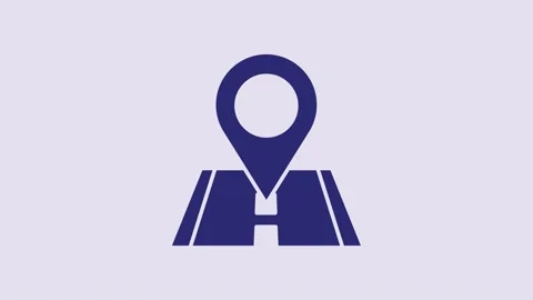 Blue Map Pin Icon Isolated On Purple Bac Stock Video Pond