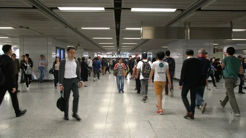 Busy Hong Kong Metro Train Subway MTR Stock Video Pond5