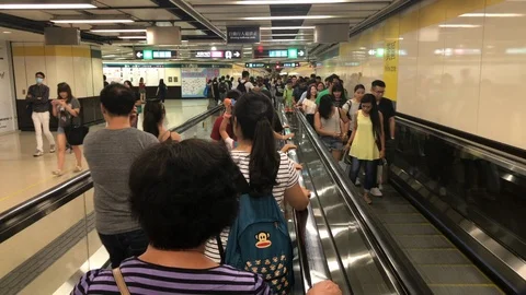 Busy Hong Kong Metro Train Subway MTR Stock Video Pond5