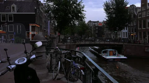 Canal Cruise In Amsterdam In The Evening Stock Video Pond5