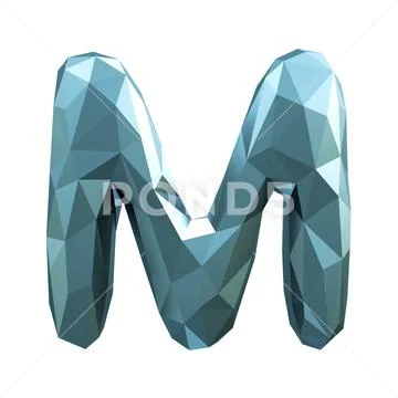 Capital Latin Letter M In Low Poly Style Isolated On White Background