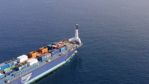 Cargo Ship Loaded With Colourful Contain Stock Video Pond