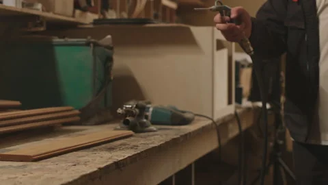 Carpenter Cleaning Wooden Plank From Chi Stock Video Pond5