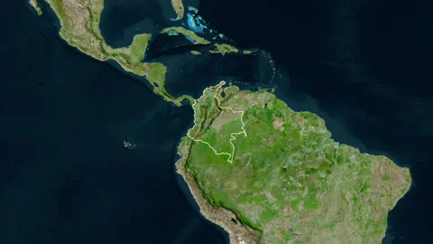 Colombia Map Extract Border Satellit Stock Video Pond5