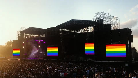 Crowd At Concert With Gay Pride Flags On Stock Video Pond5