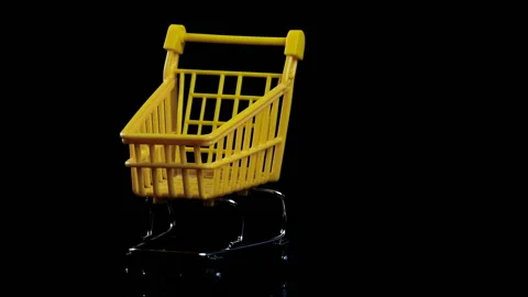 Empty Shopping Baskets On A Black Backgr Stock Video Pond