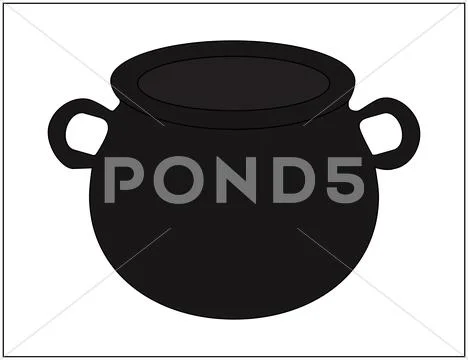 Empty Witch Cauldron Pot Cartoon Vector Illustration Isolated On White