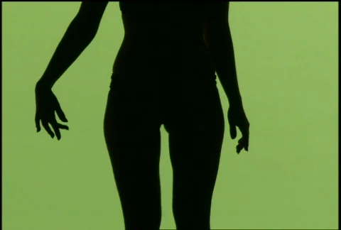 Female Nude Model Green Screen Silhouette Dance Performance Stock