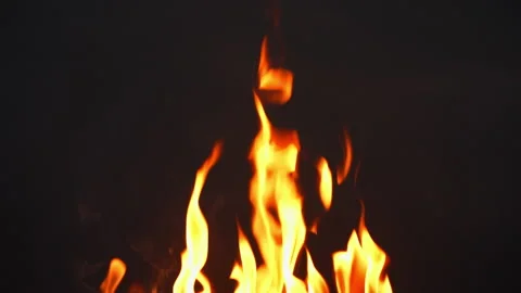 Fire Flame Slow Motion On Black Screen B Stock Video Pond