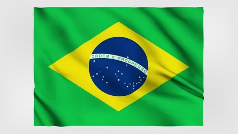 Flag Of Brazil Waving Isolated By The Al Stock Video Pond