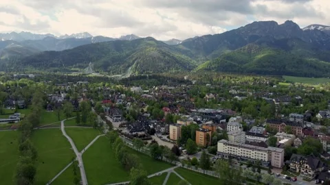 Flyover Of Zakopane Poland A Resort To Stock Video Pond