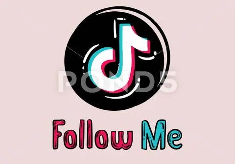 Follow Me TikTok Button For Social Media Phone Icon Symbol Logo Of