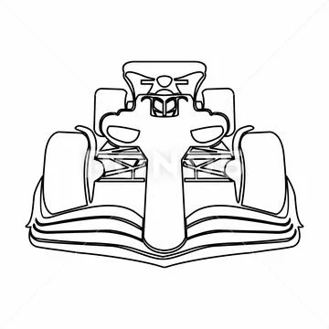 Formula Racing Car Front View Isolated Vector Silhouette Graphic