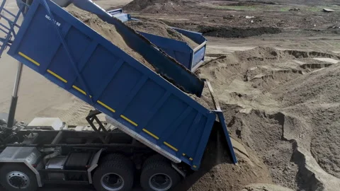 Full Dump Truck Of Earth Scene Top Vie Stock Video Pond5