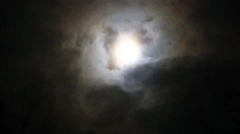 Full Moon Shining Through The Clouds And Stock Video Pond