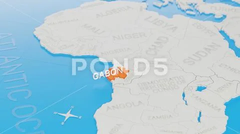 Gabon Highlighted On A White Simplified 3D World Map Digital 3D Render