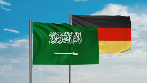 Germany Flag And Saudi Arabia Flag Wavin Stock Video Pond