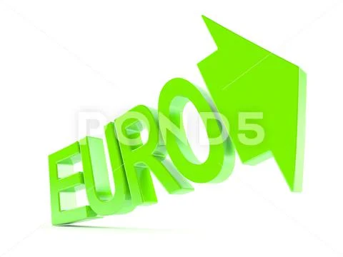 Green Arrow With Euro Symbol Isolated On White Backgrond Clip Art