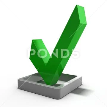 Green Check Mark Icon D Render Graphic