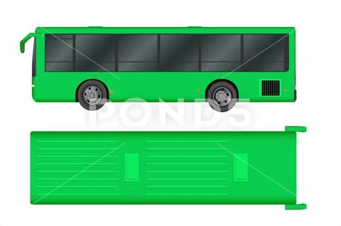 Green City Bus Template Passenger Transport Vector Illustration Eps