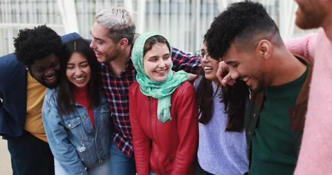 Group Of Happy Multiracial People Having Stock Video Pond