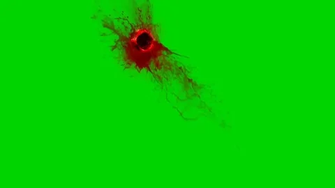 Gun Bullet Two Holes Blood Green Screen Stock Video Pond