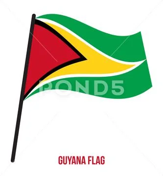 Guyana Flag Waving Illustration On White Background Guyana National