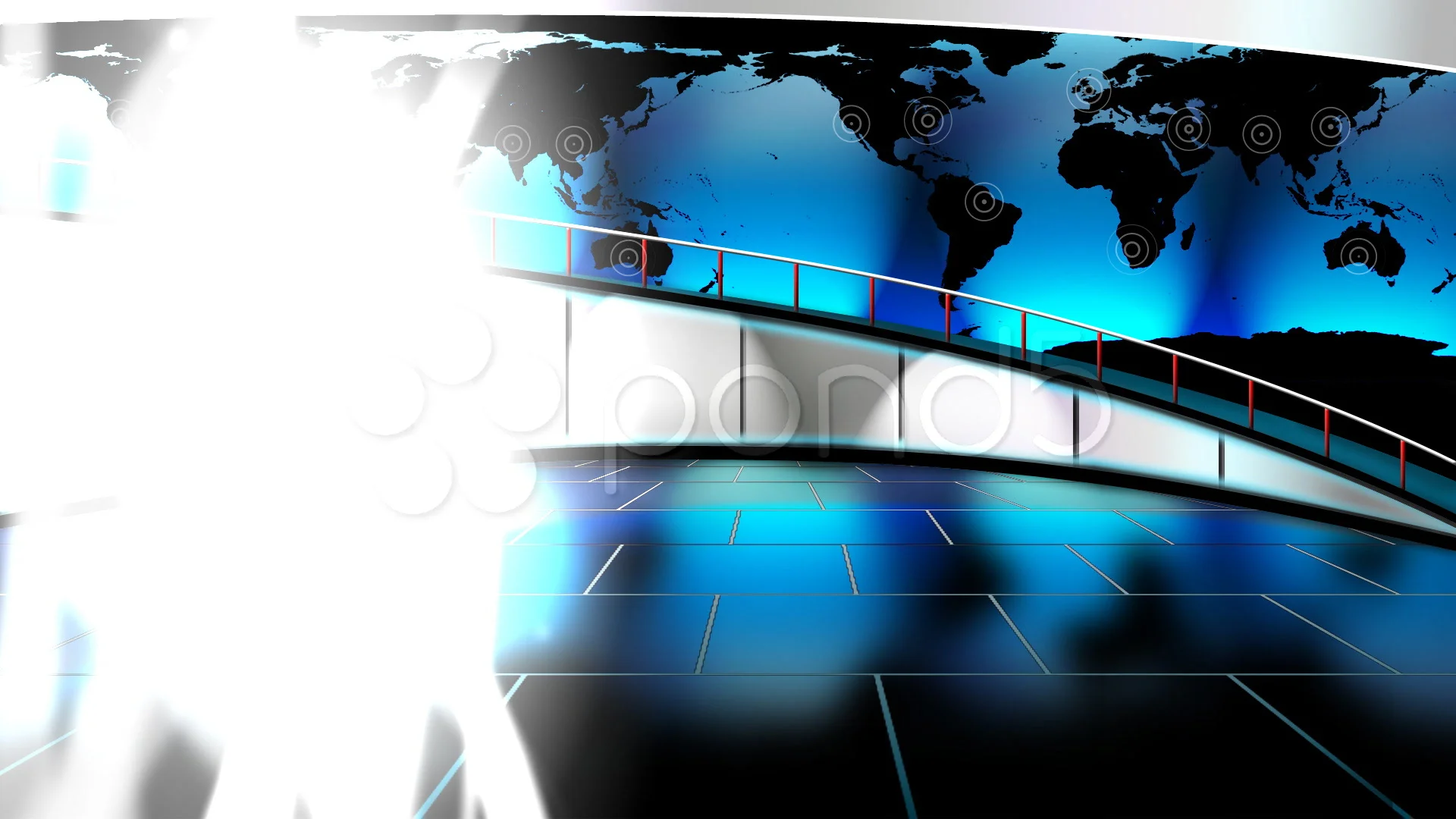 HD Virtual TV Studio News Set With Globe Earth Map In Background