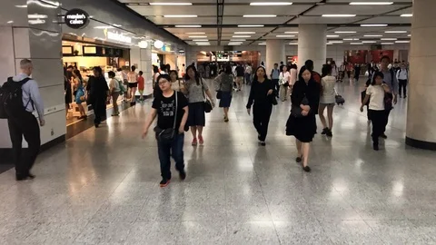 Hyperlapse Busy Hong Kong Metro Train Stock Video Pond