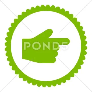 Index Finger Flat Eco Green Color Round Stamp Icon Clip Art 53522903