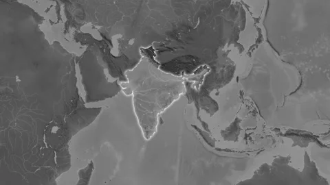 India Map Extract Glow Grayscale Stock Video Pond