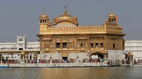 Indian People Visiting The Golden Temple Stock Video Pond