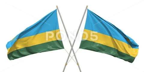 Isolated Flags Of Rwanda On White Background D Rendering Graphic