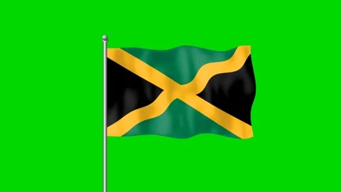 Jamaica Flag Waving In The Wind On Green Stock Video Pond5