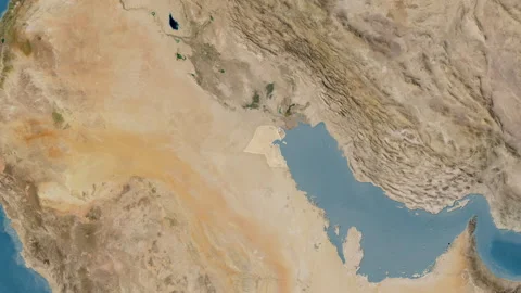 Kuwait Map Glide Border Satellite Stock Video Pond