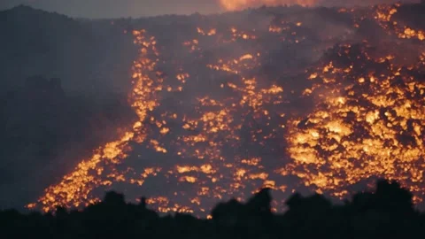 Magma Flowing From Ongoing Eruption Of T Stock Video Pond5