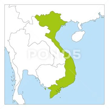 Map Of Vietnam Green Highlighted With Neighbor Countries Clip Art